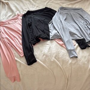Real Essentials Cropped Long Sleeve Workout Top Bundle!!! XL